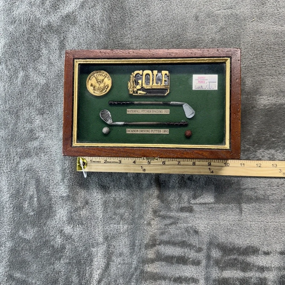 History of Golf Collectible Shadow‎ Box Wood Framed Hanging Display Case